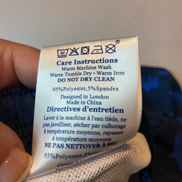 Seastate Men M Swim Trunk Mesh Lined Fish Print Navy Blue 5" Inseam Beach Pool - Picture 4 of 9